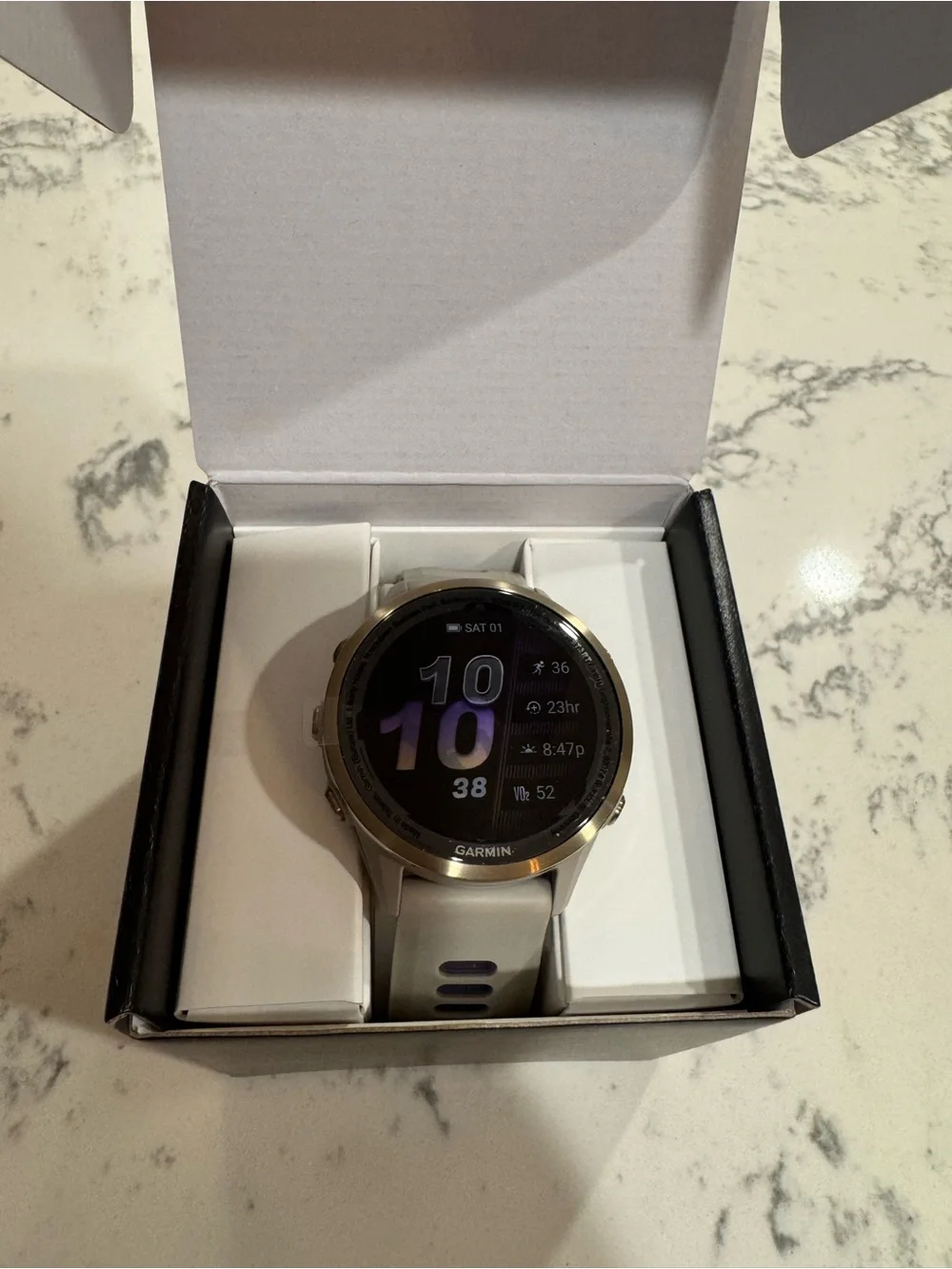 garmin Forerunner 970 Smartwatch - Soft Gold Titanium with French Gray Case